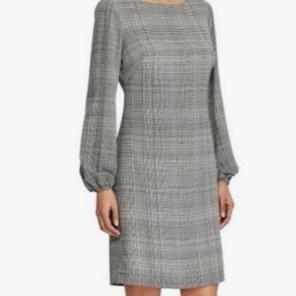 Ralph Lauren Black and White Sheath Dress with Bishop Sleeves